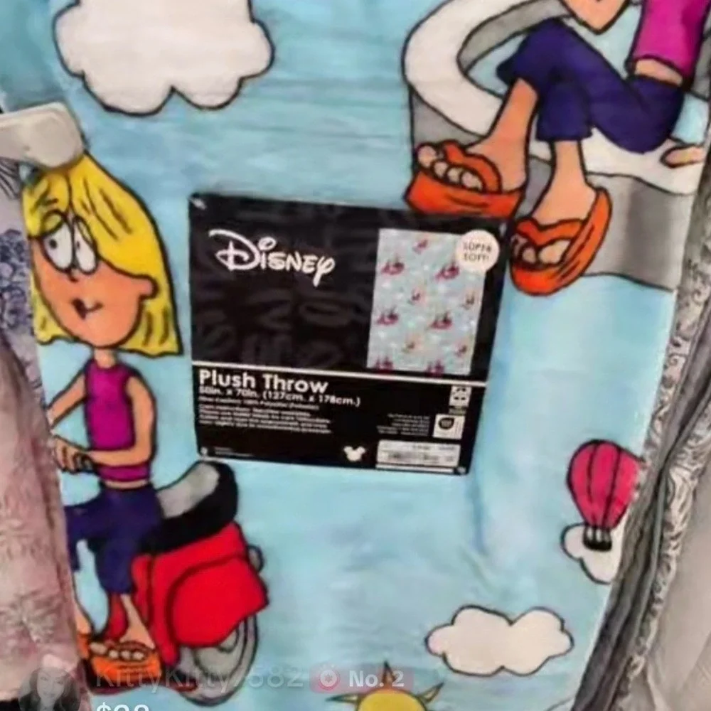 Disney Lizzie McGuire Plush Throw Blanket Blue New‎ 50x70 Fleece Y2K Aesthetic